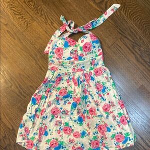 No Boundaries Floral Halter Dress - Pink and Blue